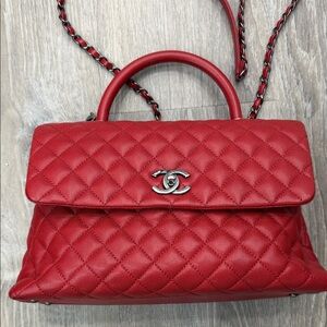 Chanel Red Quilted Shoulder /Crossbody bag. Caviar Skin.